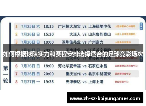如何根据球队实力和赛程安排选择适合的足球竞彩场次