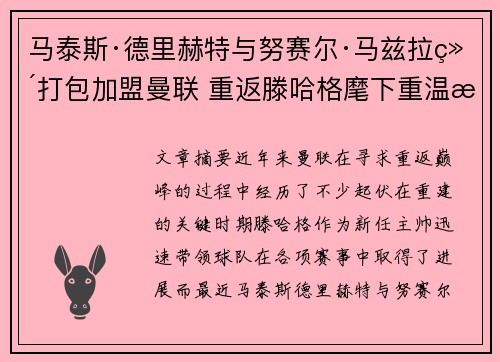 马泰斯·德里赫特与努赛尔·马兹拉维打包加盟曼联 重返滕哈格麾下重温旧梦